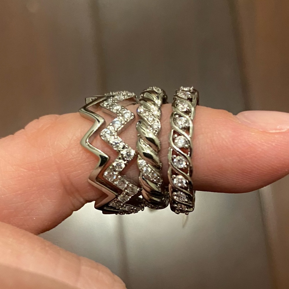 Stackable Silver Charmed Aroma Ring bundle - size 5